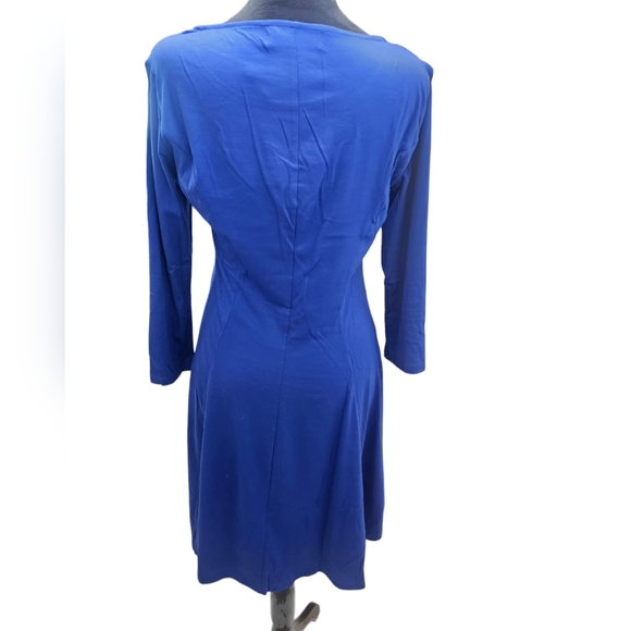 NWT Tam Ware Blue Casual 2/3 Sleeve Skater Fit & Flare Dress Large - Picture 4 of 5